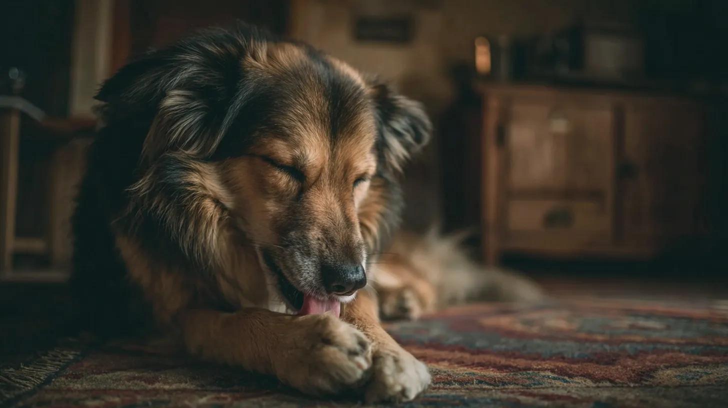 mon chien se lèche les pattes