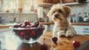chien et cerises